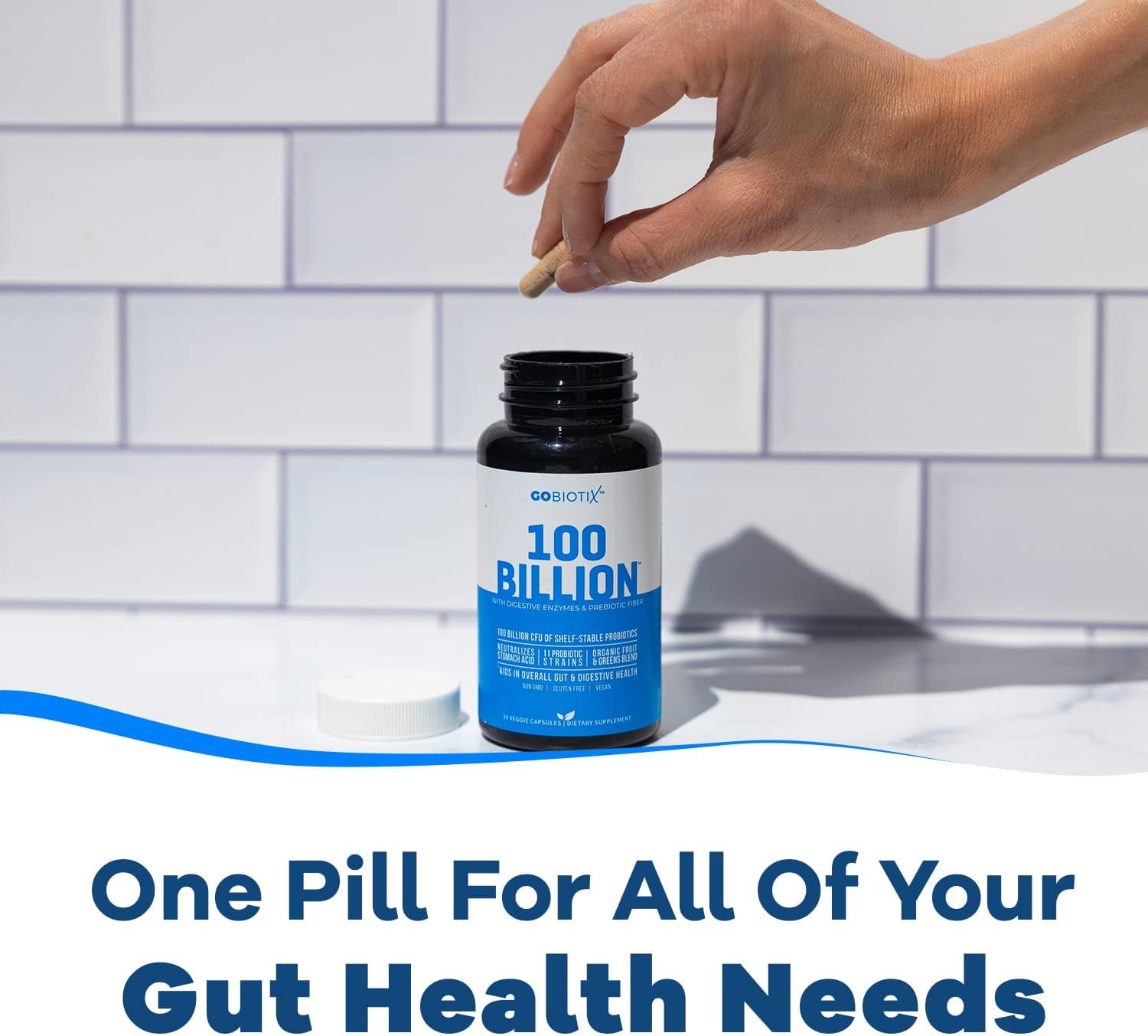 GoBiotix Probiotic 100 Billion CFU, Probiotics for Digestive Health & Prebiotics, 30 Ct