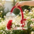 thumbnail image 4 of MMJ Clear Plastic Gift Bags With Handles 11.81x7.87in Transparent Waterproof PVC Reusable Flower Bouquet Wedding Party Birthday Bridal Shower, 4 of 6