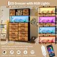 thumbnail image 4 of EDTara 12-Drawer Storage Dresser, Metal Frame Fabric Chest With Wood Top, Led Lighting, Outlet and Open Shelving, 4 of 7