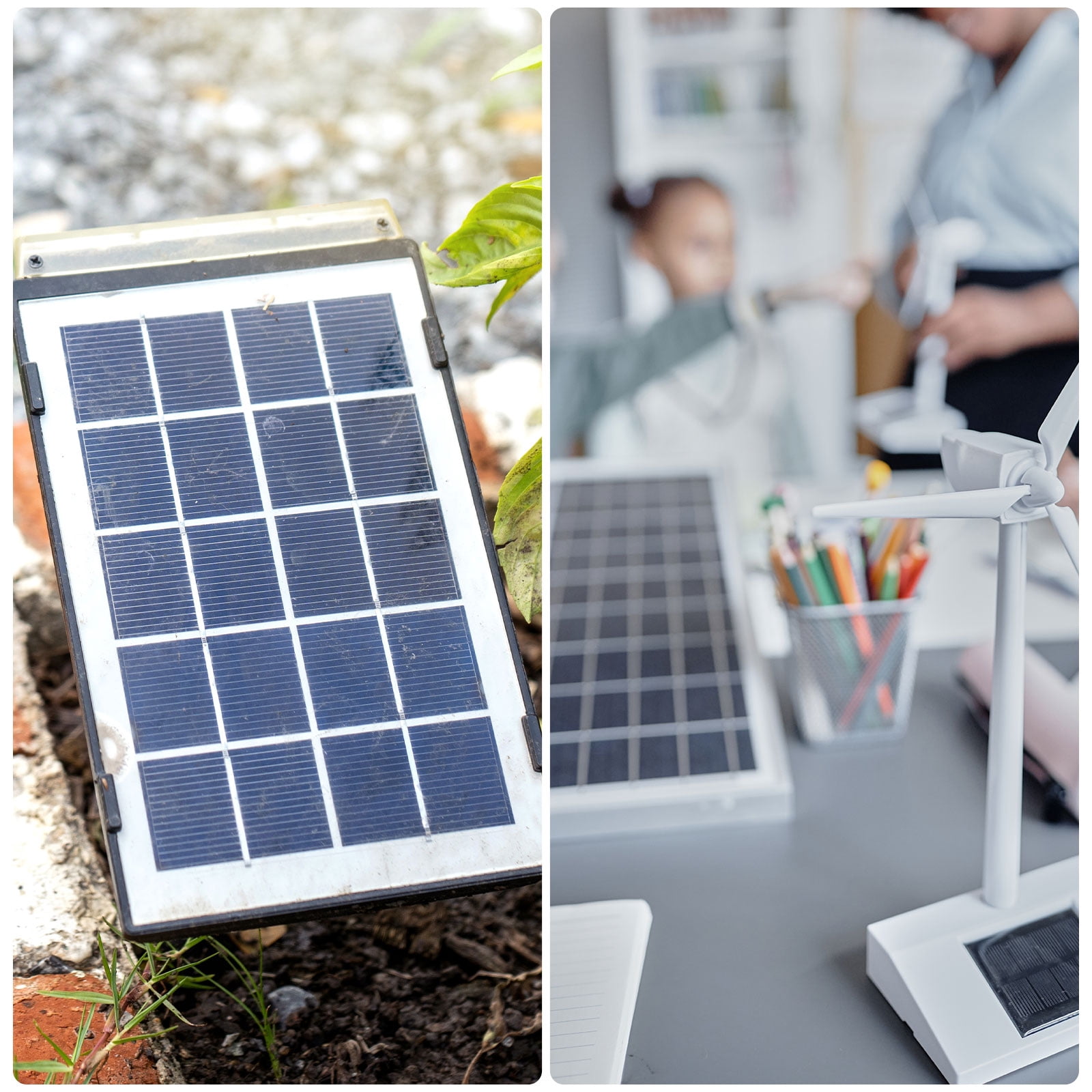 3W Solar Panels for Security Camera, 5V 0.6A USB Solar Panel Charger with Micro USB & USB-C Port, Black