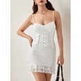 thumbnail image 4 of Cenuakty Women's Summer Slip Dress Lace Floral Sleeveless Low Cut Layered Hemline Slim Mini Corset Dress, 4 of 9