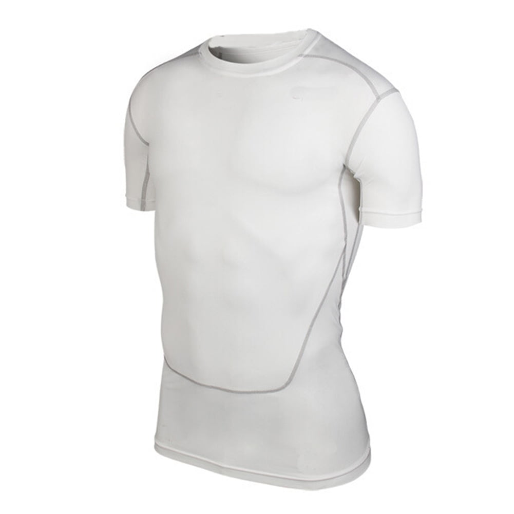TopTie Men's Compression Muscle Short Sleeve T-Shirt-White-XXL ...