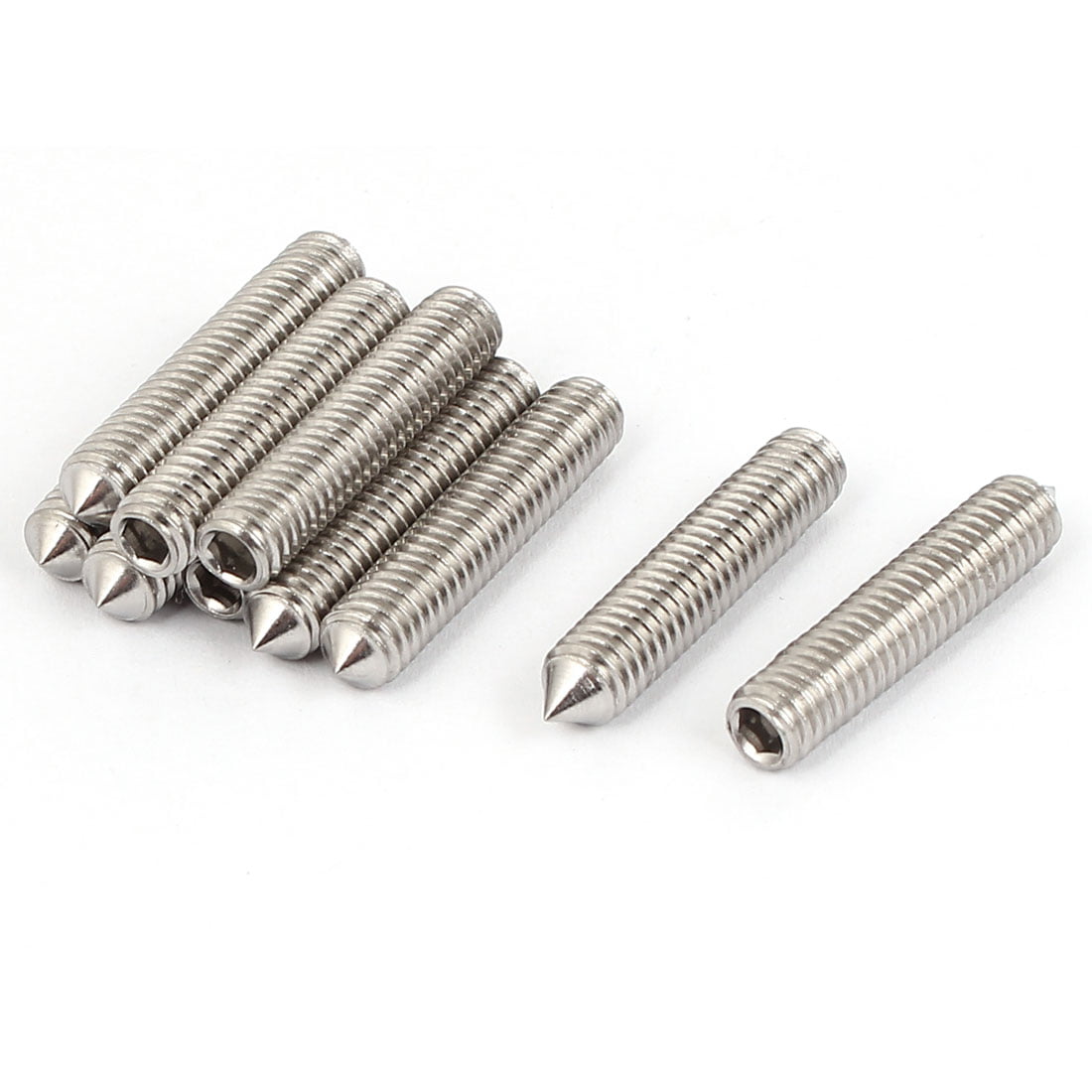 M6x20mm 1mm Pitch 12.9 Alloy Steel Hex Socket Set Cone Point Grub Screws 10pcs 