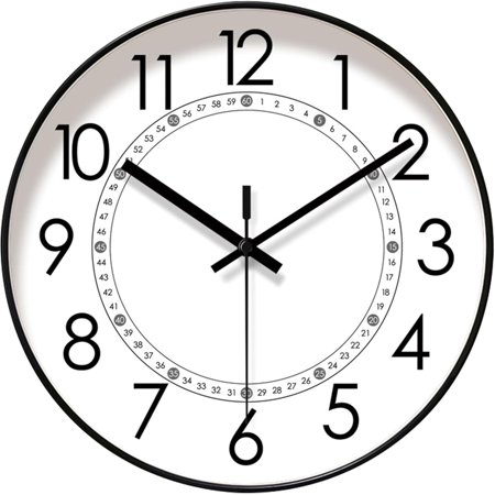 Wall Clock 12 Inch Round Wall Clocks Battery Operated Ultra Quiet Non Ticking Digital Clock Modern Decorative Clock for Home Office School Kitchen Bedroom Classroom