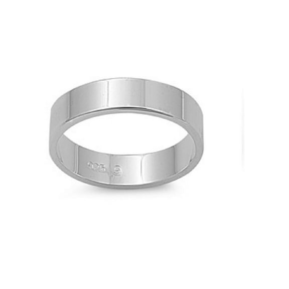 925 Sterling Silver Flat Cigar Plain Wedding Band Ring Size 10