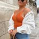 thumbnail image 2 of Sin mangas Front Cross Wrap Top moda Pure Color mujeres V cuello Crossover Top para la fiesta diaria, 2 of 8
