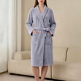 thumbnail image 6 of FchengtaiS Women Fleece Robe Short Cozy Plush Robes for Womens Soft Shawl Collar Warm Spa Bathrobe Loungewear with Pockets, 6 of 7