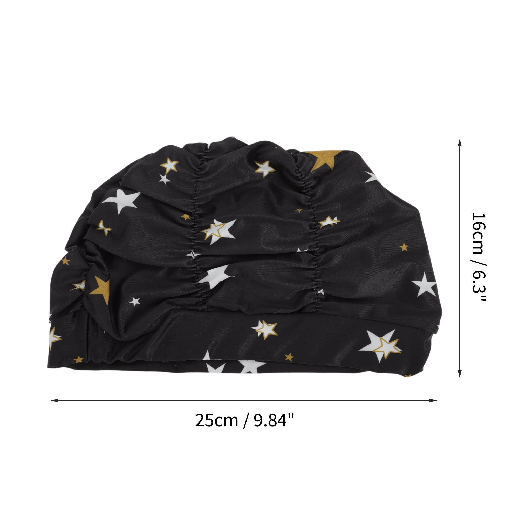 Unique Bargains 1Pc Breathable Pleated Style Swimming Cap Black White