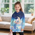 thumbnail image 3 of Psesaysky Kids Girls Fleece Pullover Hoodies Long Sleeve Kawaii Cat with Moon Printed Hooded Sweatshirts with Pockets Casual Trendy Tops for 7-8 Years, 3 of 7