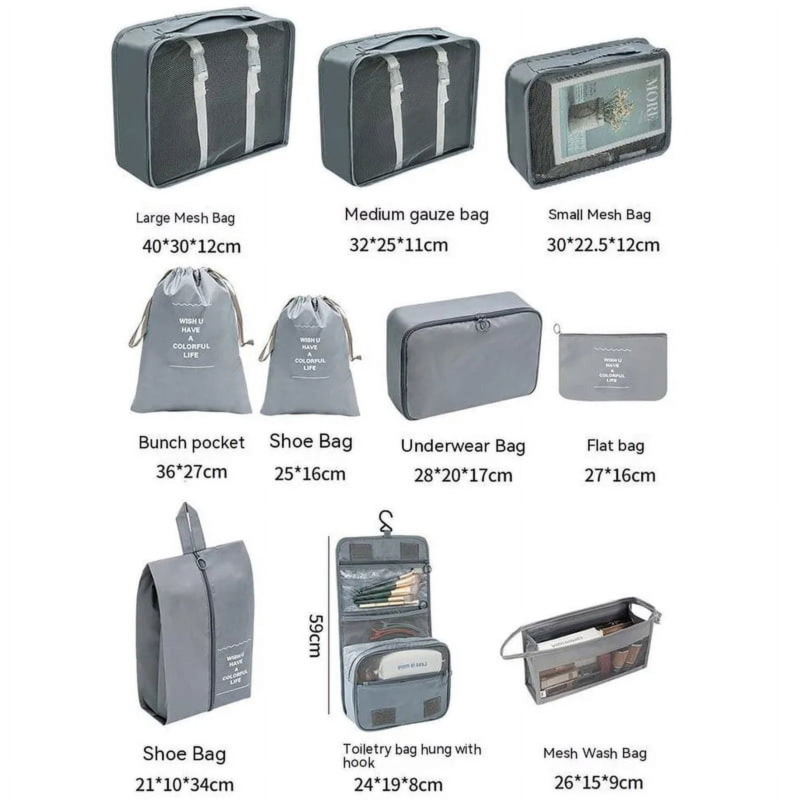 7 Pcs Set Travel Organizer Storage Bags Suitcase Packing Cubes Set Cases Portable Luggage Clothes Shoe Tidy Pouch Folding