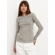 thumbnail image 2 of Wolfeel Splice Slim Fit Camiseta de manga larga para mujer Primavera Verano moda Chic medio cuello alto Camiseta básica ropa de calle, 2 of 5