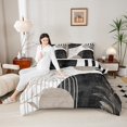 thumbnail image 4 of Manfei Modern Minimalism Bedding Comforter Set for Adult, Plant Botanical Twin Comforter Sets, Abstract Striped Reversible Bedding Set, Microfiber Bedroom Decor, 2 Pieces, 4 of 8
