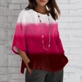 thumbnail image 2 of B91xZ Tops for Women 2024 Drop Shoulder Round Neck Tops Casual Solid Color Basic Tees,Hot Pink M, 2 of 4