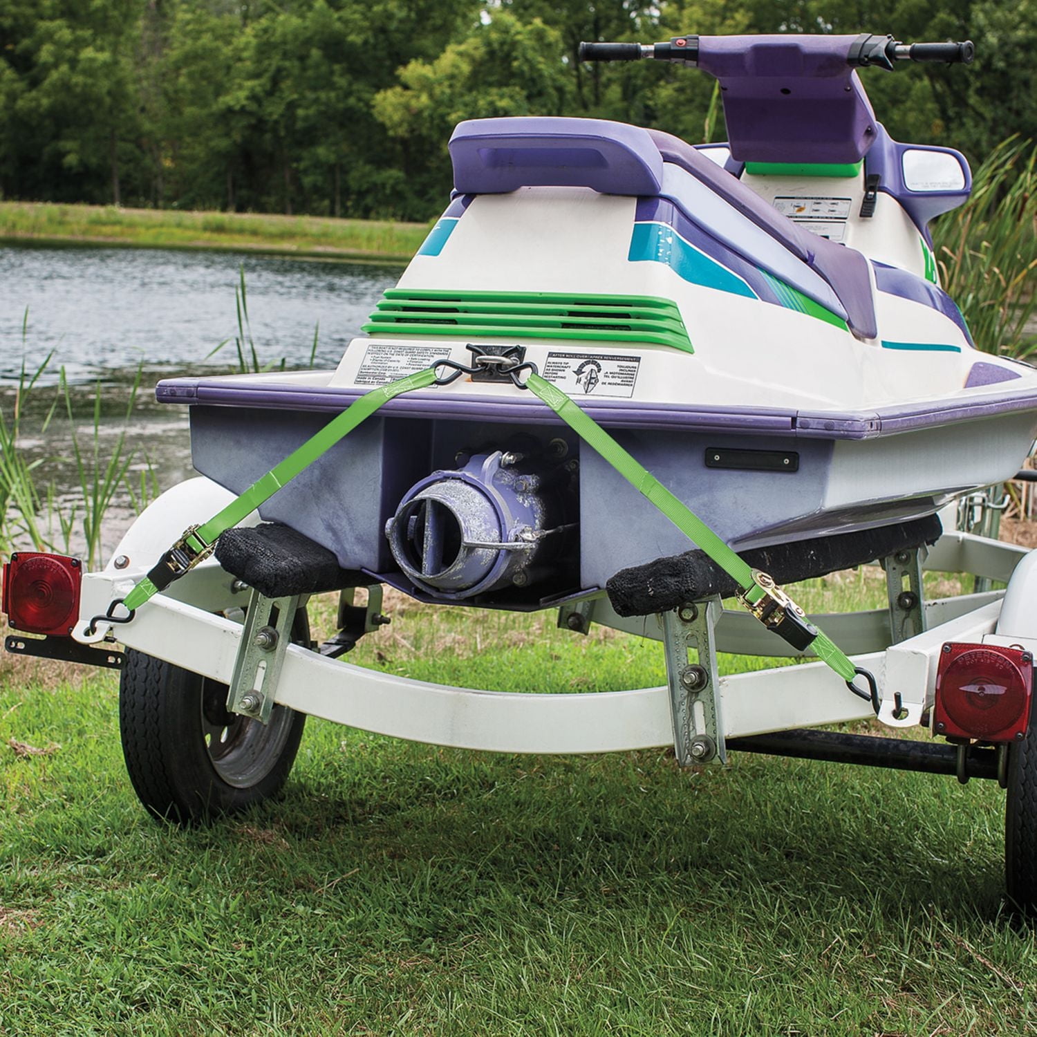 6' 1500 lb Padded Ratchet Tie Down 2 Pk Green