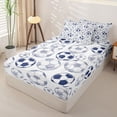 thumbnail image 2 of Castle Fairy Sport Soccer Zipper Full Size Comforter Sets with Fitted Sheet and 2 Pillowcases, Navy Blue White Zipper Bedding Set,4pcs,Navy Blue Reversible, 2 of 6
