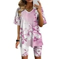 thumbnail image 2 of Blusas para las Mujeres Casual, Cuello en V de Manga Corta Impresa Superior Y Suelto Pantalones Cortos, Conjuntos de Moda de Verano, 2 of 4