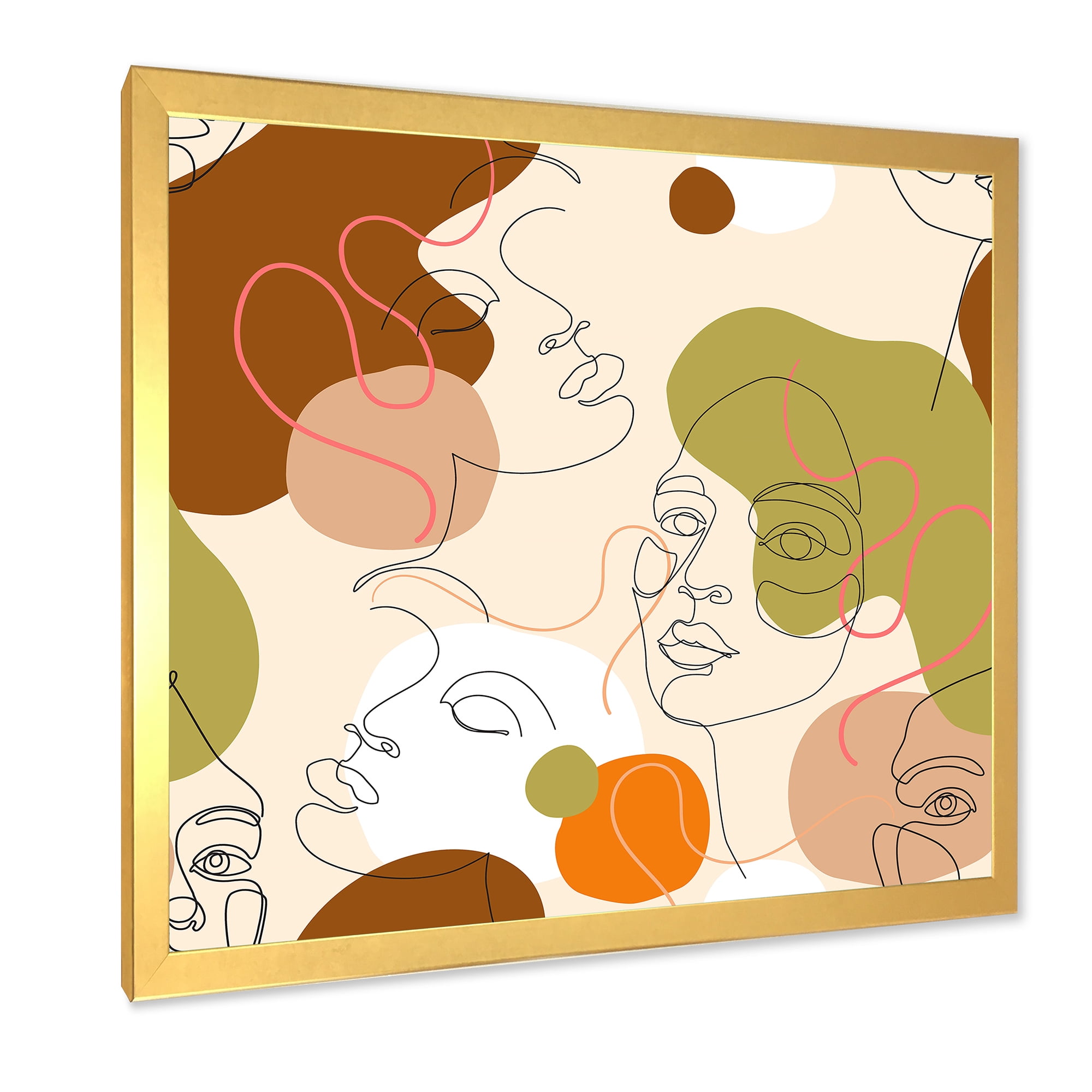 Designart 'One Line Portrait of Afro American Women VII' Modern Framed Art Print