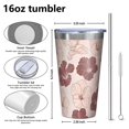 thumbnail image 4 of 16oz Tumblers Pioneer Flower Floral Print Pattern Stainless Steel Vacuum Insulated Double Wall Travel Tumbler Cups Mug with Lid and Straw,Cleaning Brush for Coffee,Tea, 4 of 4