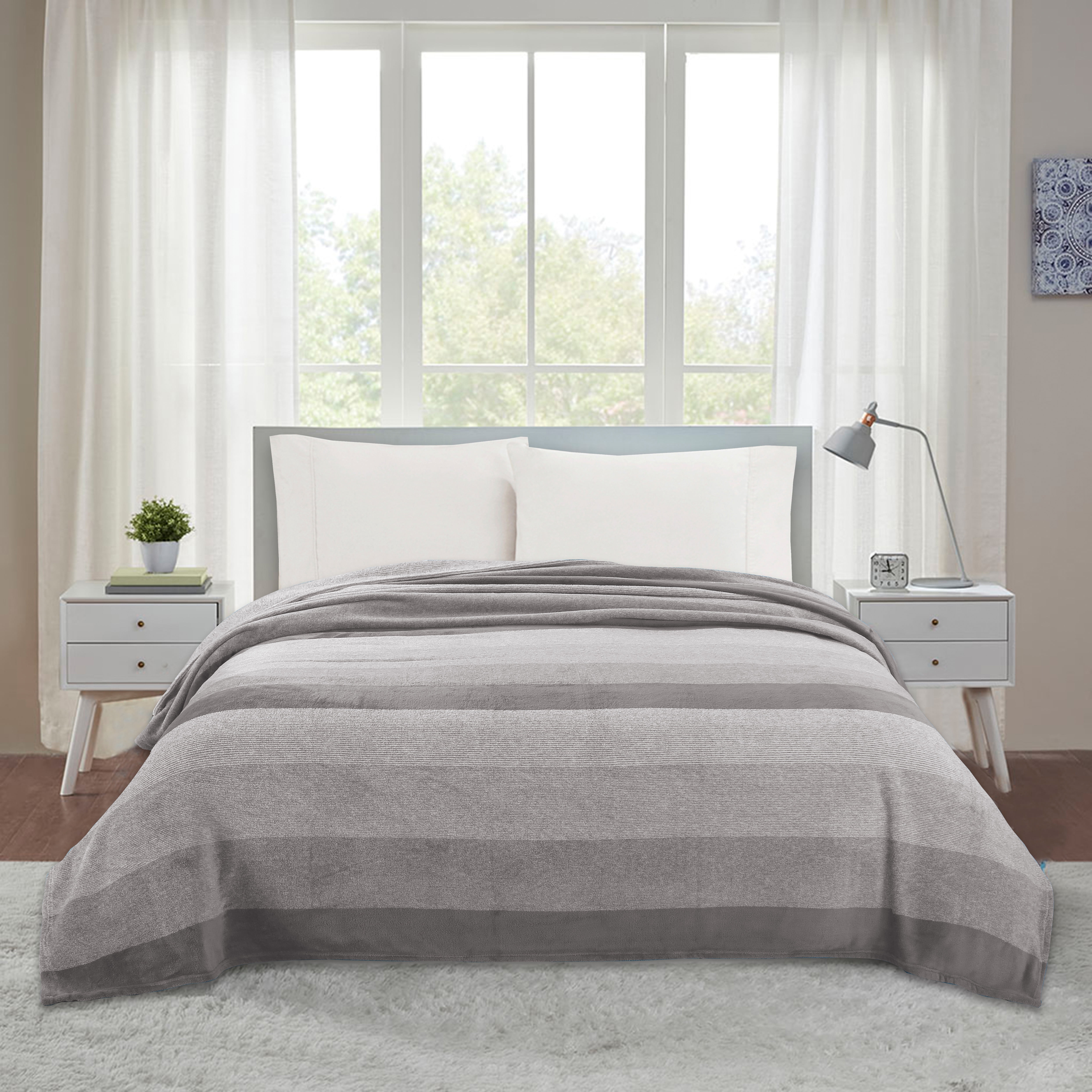 Bryce Stripe Blanket Full/Queen Grey