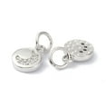thumbnail image 2 of 10pcs Brass Micro Pave Cubic Zirconia Charms with Jump Ring Long-Lasting Plated Lead Free & Cadmium Free Flat Round with Moon Real Platinum Plated 9x7x2mm, 2 of 2