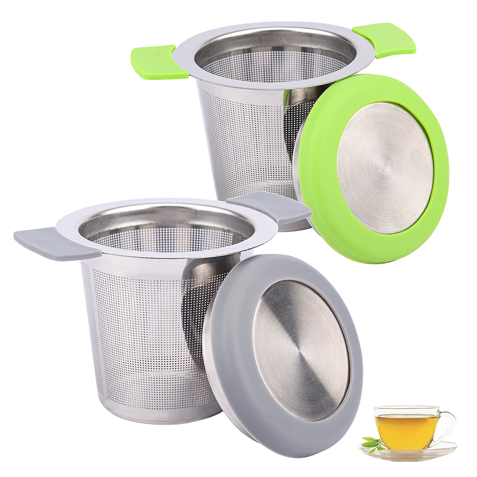EKDJKK 2Pcs Tea Infusers Stainless Steel Tea Strainer, Fine Mesh Tea