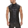 thumbnail image 2 of Camiseta sin mangas con cuello alto para hombre, de charol mate, sin mangas, con solapa, pantalones para hombre, 2 of 8