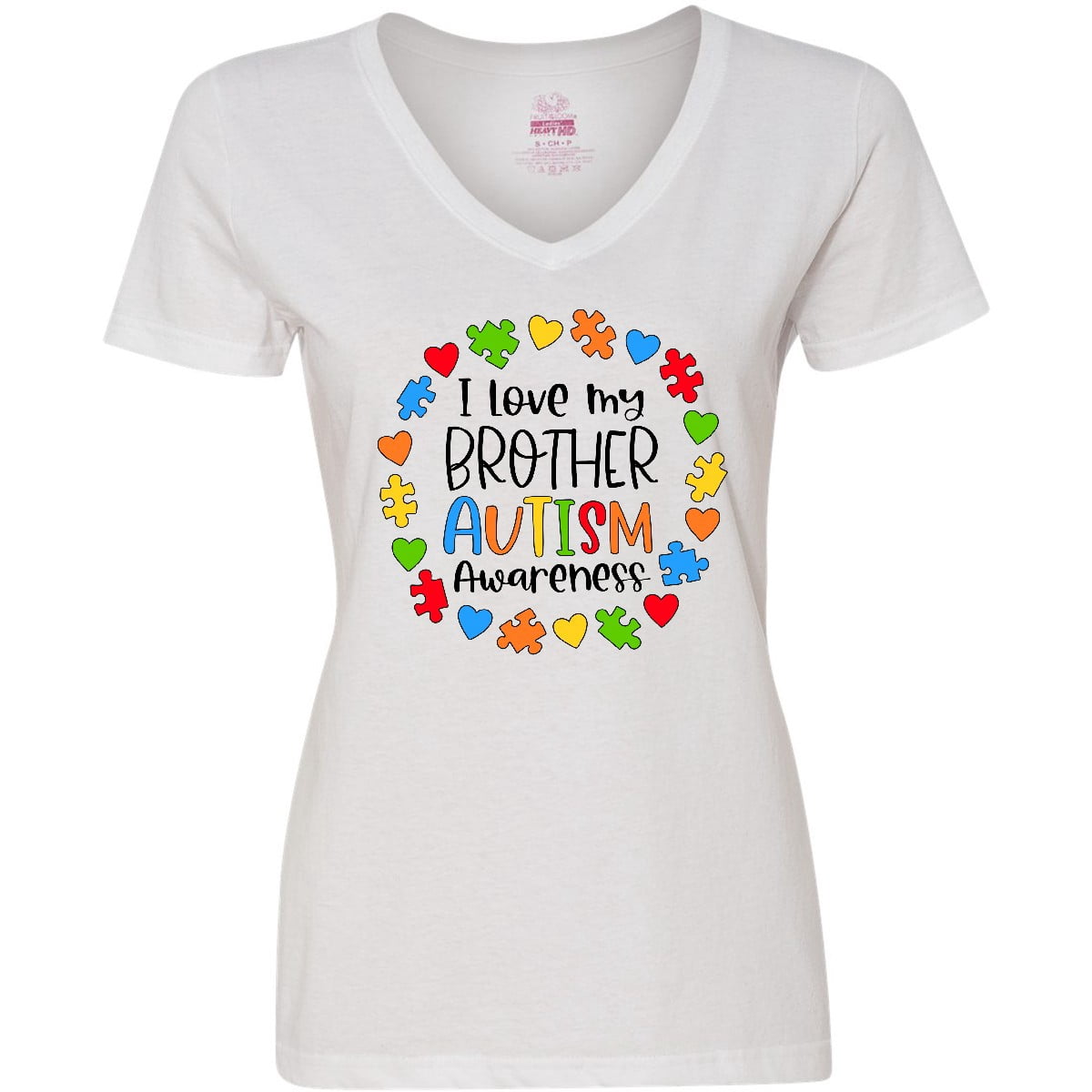 Inktastic I Love my Brother Autism Awareness Women's V-Neck T-Shirt