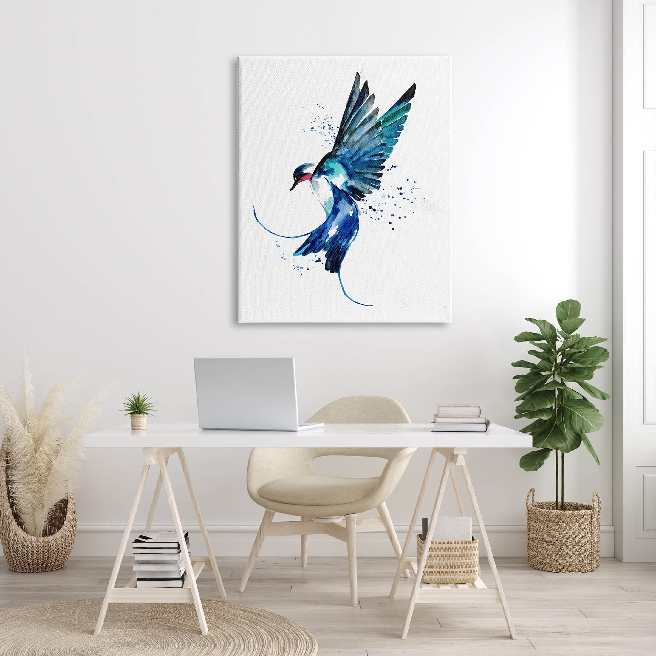 Blue Bird Flying Wings Animals & Insects Graphic Art Gallery Wrapped Canvas Print Wall Art