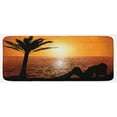 thumbnail image 1 of Retro Kitchen Mat, Silhouette of Lady and Palm Tree on Tropical Beach at Sunset Horizon Scenery Print, Plush Decorative Kitchen Mat with Non Slip Backing, 47" X 19", Orange Black, by Ambesonne, 1 of 1
