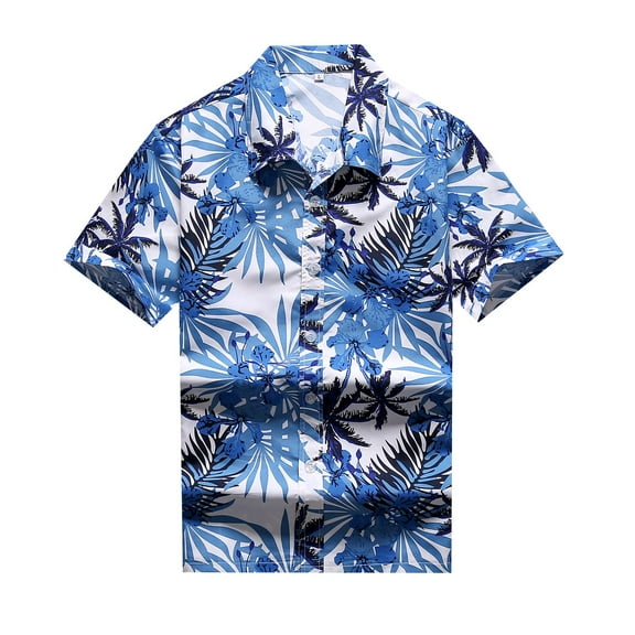 SWSMCLT Men's Men's Button Down Shirt Button Up Shirt Hawaii Shirts Aloha Short Sleeve Cotton Loose Button Up Pocket Top White Small