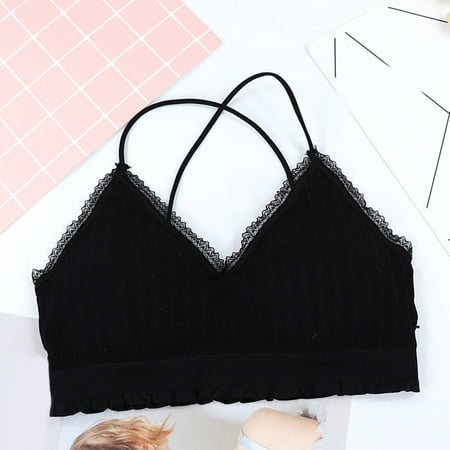 

Hunpta Fashion Lace Sports Bras For Women Breathable Comfort Padded Fitness Yoga Bra Push Up Wire-free Bralette Crop Top