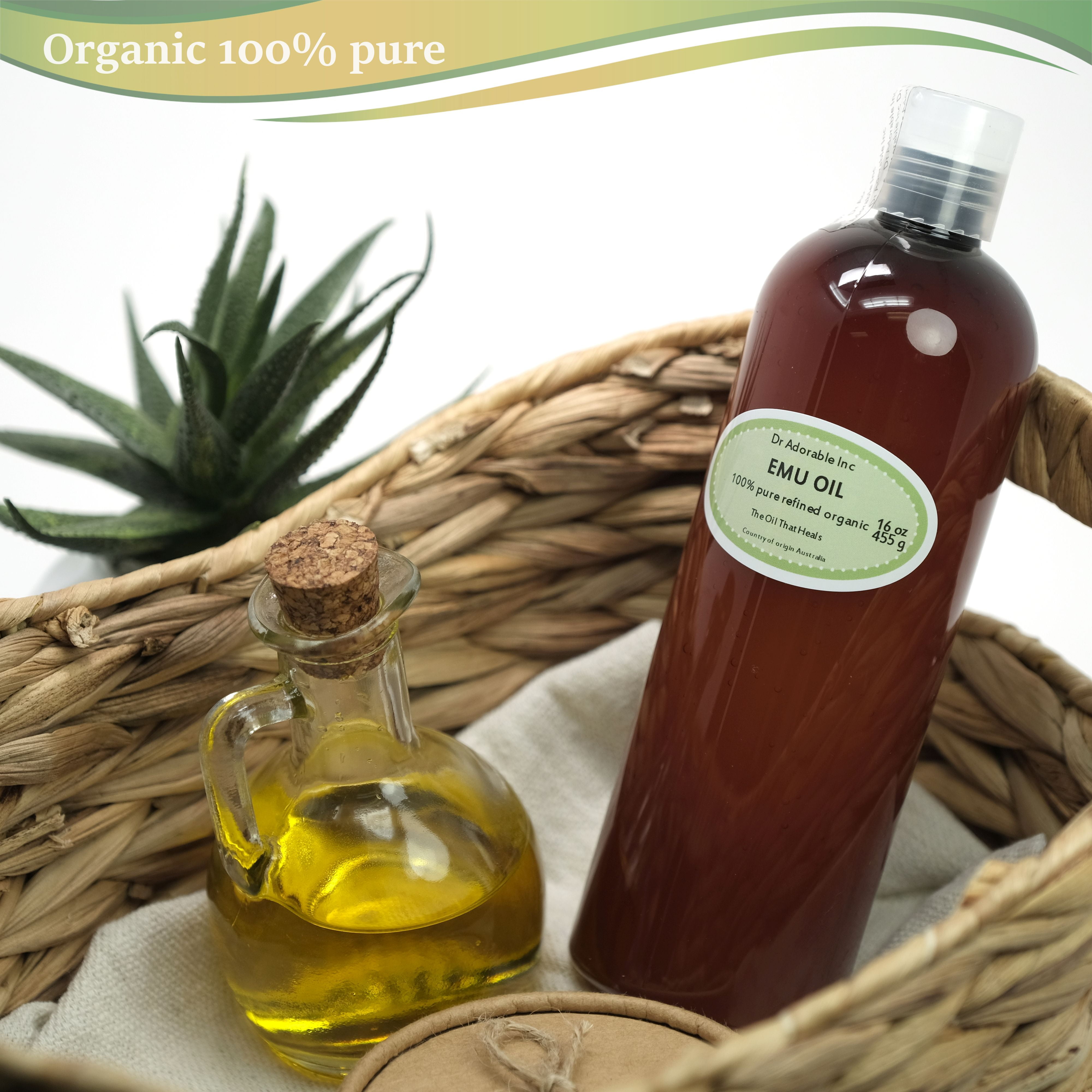 Dr. Adorable - 100% Pure Australian Emu Oil Triple Refined Organic Moisturizing Oil For Face Skin Hair - 16 Oz