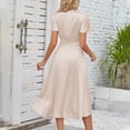 thumbnail image 4 of Mefallenssiah Été Casual Manches Courtes V-Cou Solide Sexy Fluide Robe Longue Midi, 4 of 5