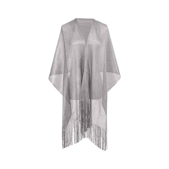 Wyobmus Women Metallic Shawl Warps Lightweight Kimono Beach Swimsuit Cover Ups Sun Protection Cardigan Summer Scarfs A-Gray