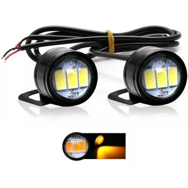 Par Faros Focos Led Ojo Aguila Ambar Fijo Estrobo Moto Auto