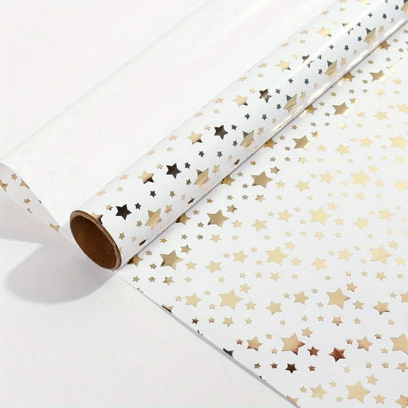 SUGARMOM Golden Foil Star Gift Wrap Paper Roll 1 Roll Fantasy Butterfly Theme Mixed Color Paper for Wedding Birthday Holidays Party - 18” x 300 ft