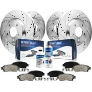 Detroit Axle Front, Rear Drilled Slotted Brakes, Rotors and Brake Pads Replacement for Ram 1500
