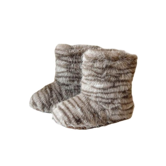 Owordtank Fleece-Lined Thickened Winter Boot - Solid Warm Snow Boots with Soft-Sole, Boots for Girls Cold Weather Activities