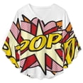 thumbnail image 4 of POP Comic Book Pop Art Flash Cool Graphic Women's V-Neck Blouse With 3/4 Ruffled Bell Sleeves Casual Top Ladies Blouses, 4 of 7