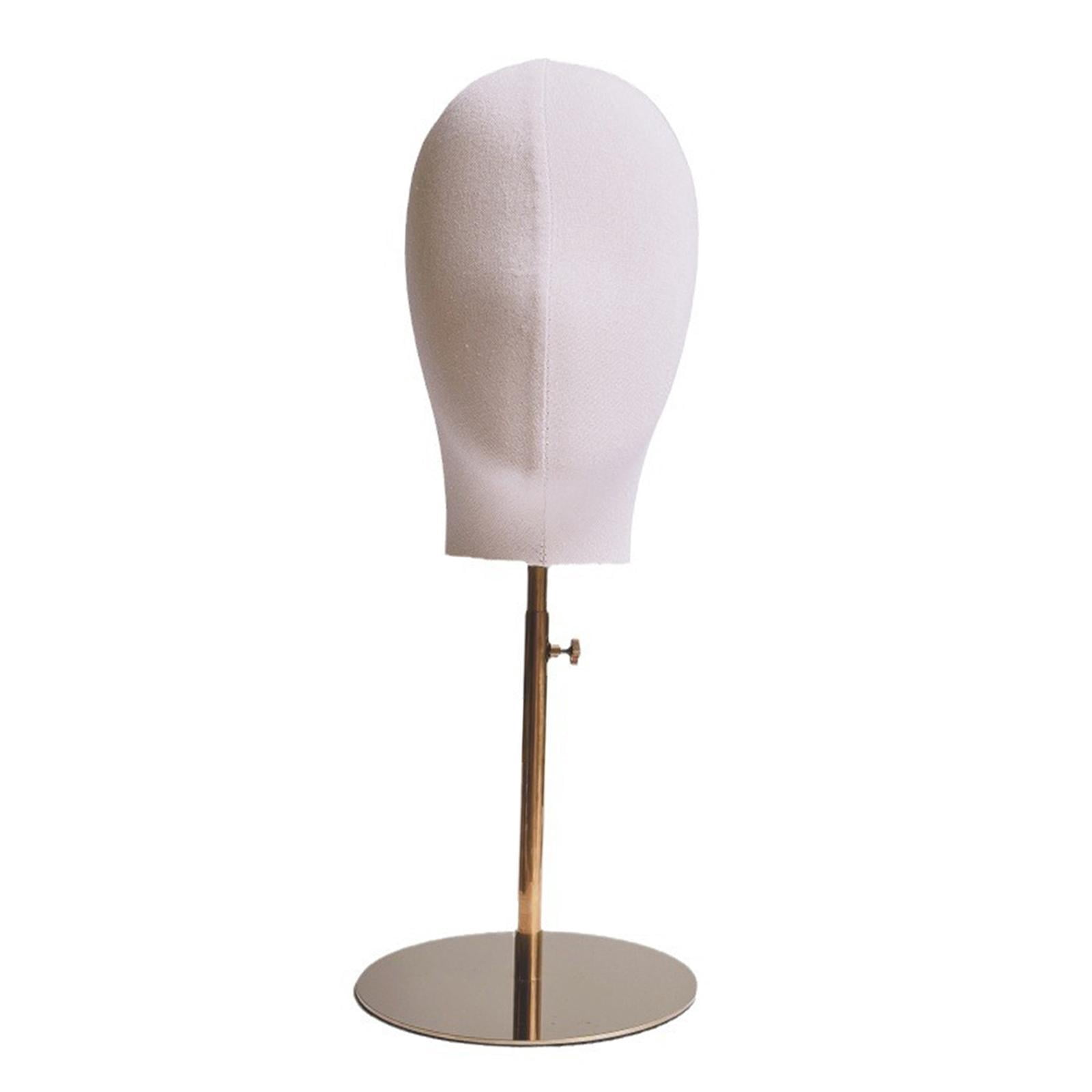 FITYLE Canvas Block Head and Hats Display Stand Multipurpose Manikin Cloth Head Table Training Head for Cap Hat Beginner Stylist Gold