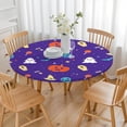 thumbnail image 3 of Halloween Elastic Fitted Table Cover for Round Table 52 Inch - Pumpkin Themed Washable Fabric Kitchen Dining Decor, 3 of 6
