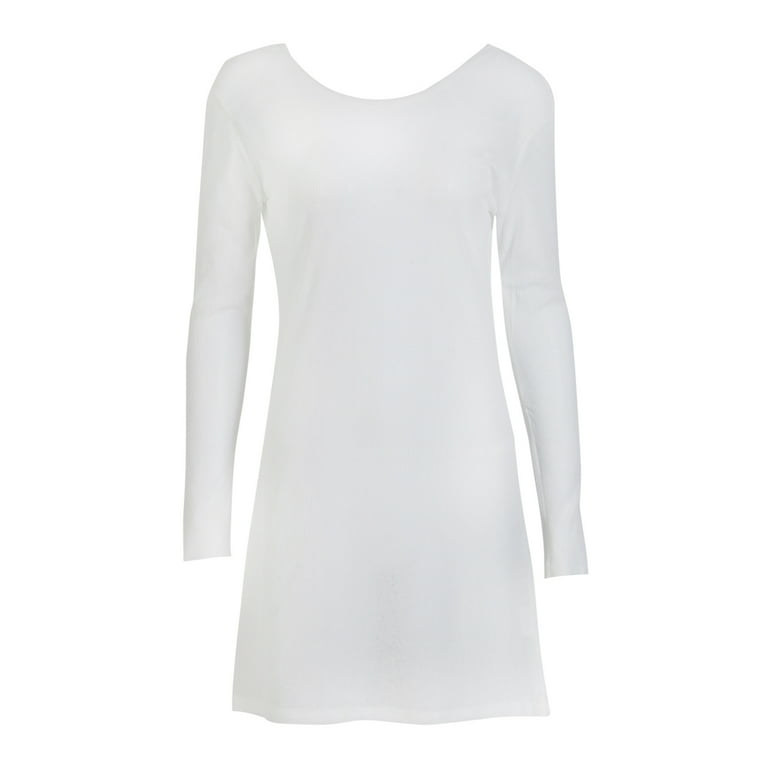 CenturyX Sexy Braces White Long Sleeve Open Back Mini Body Dress Sheer Transparent Dress White S - Walmart.com