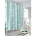 thumbnail image 3 of Striped Shower Curtain, Ocean Turquoise Starfish Shell Jellyfish Coral Waterproof Shower Curtain Set with 12 Hooks Lightweight Washable Fabric Shower Curtains for Bathroom 72x78 Inches, 3 of 6