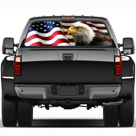 Car Sticker American Flag Eagle Rear Window Graphic Decal for Truck SUV