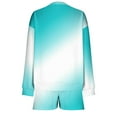 thumbnail image 5 of Women's Two Piece Fashion Sweatsuit Print Long Sleeve Oversized Sweatshirts Shorts with Pocket Fall Casual Loose Outfits, Sky Blue, M, 5 of 6