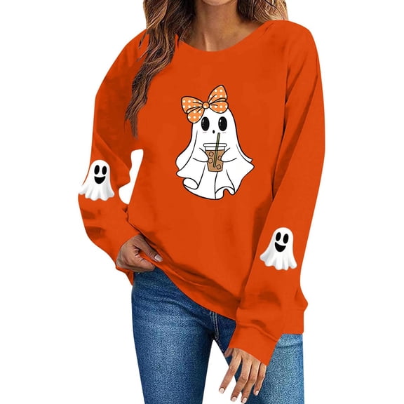 Women's Long Sleeve Sweatshirt Casual Crewneck Oversized Pullover Hoodies Fall Tops,M