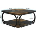 thumbnail image 2 of Square Coffee Table with 2 Tiers, 40 inches Low Farmhouse Coffee Table with Wood Storage Shelf, 2 of 6