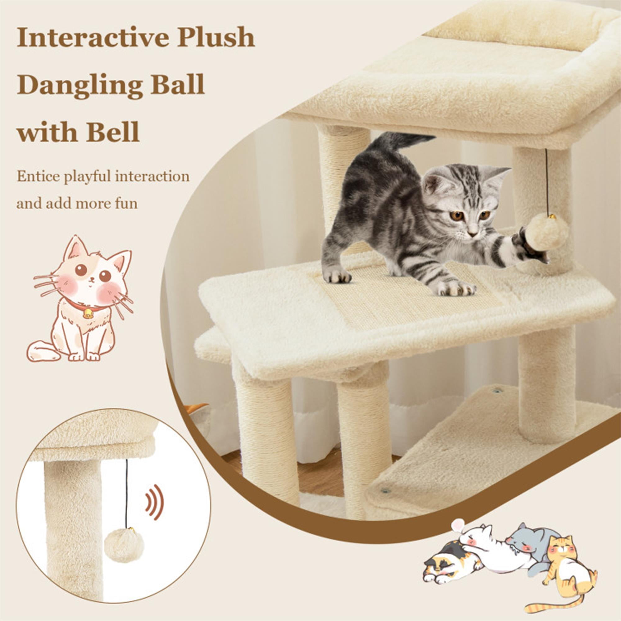 Pefilos 33" Cat Tree for Small Indoor Cats, Plush Cat Tower with Large Cat Condo, Perch and Sisal Cat Scratching Post for Kittens, Beige Pefilos 33" Cat Tree for Small Indoor Cats, Plush Cat Tower with Large Cat Condo, Perch and Sisal Cat Scratching Post for Kittens, Beige