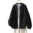 thumbnail image 2 of Pounoo Bomber Jackets for Women Early Fall Fashion Button Down Lightweight Oversized Solid Color Coat Casual Trendy Outfits with Pockets Gift, 2 of 9