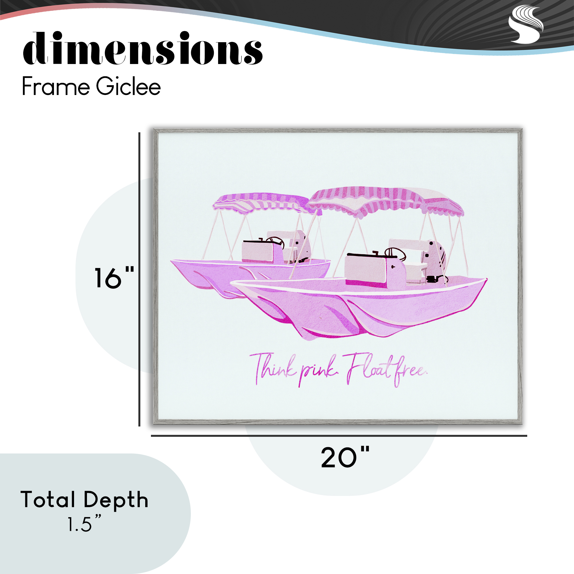 Think Pink Float Free Boats Gray Framed Giclee Art, design by Ziwei Li